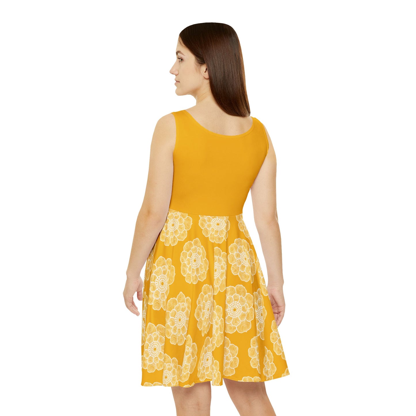 Yellow and White Flower Summer Skater Dress (AOP)