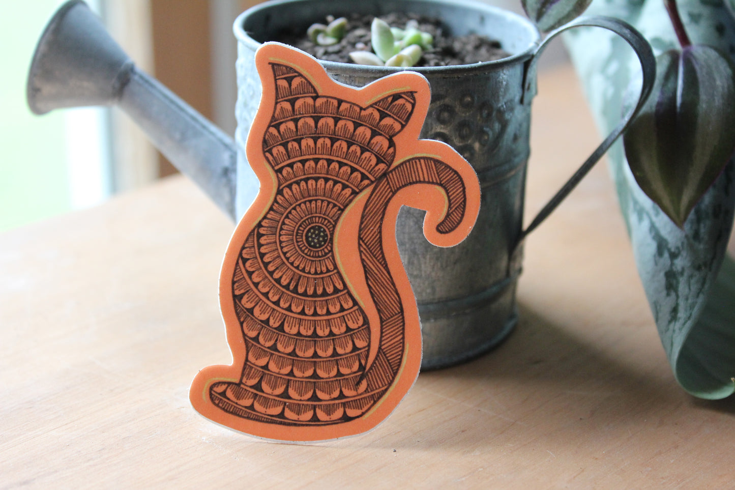 Orange Cat Mandala Sticker