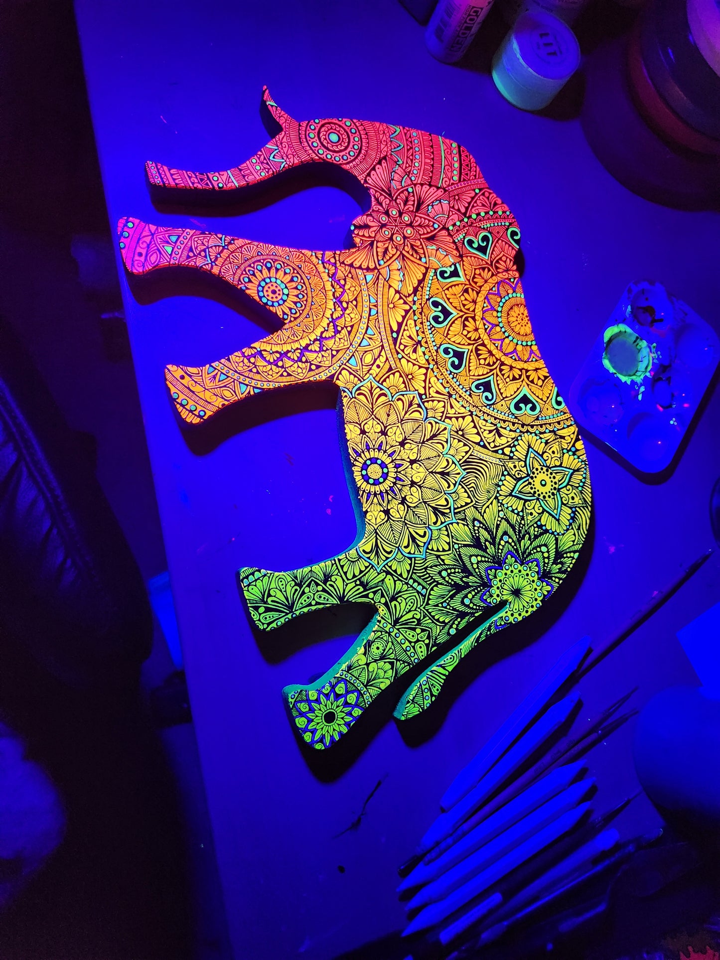 Neon Mandala Elephant