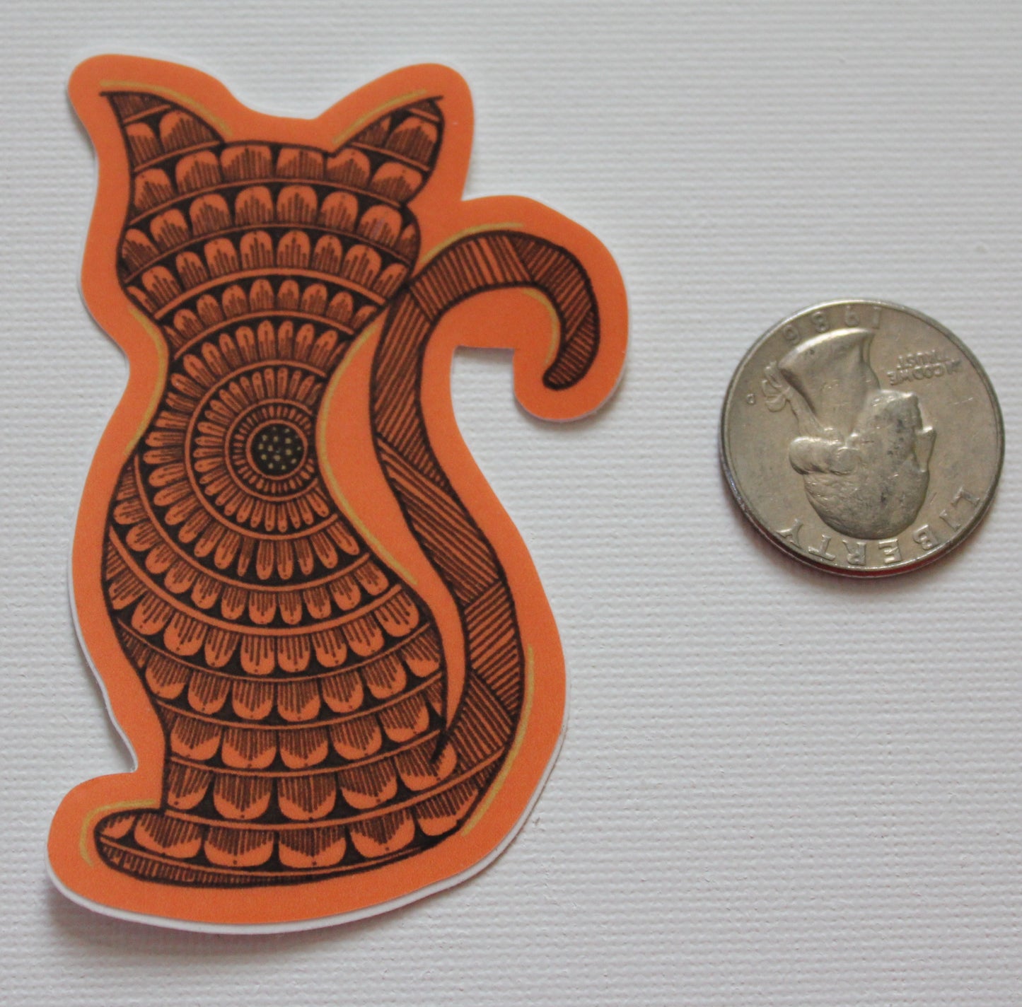 Orange Cat Mandala Sticker