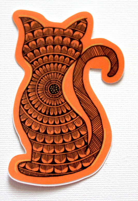 Orange Cat Mandala Sticker