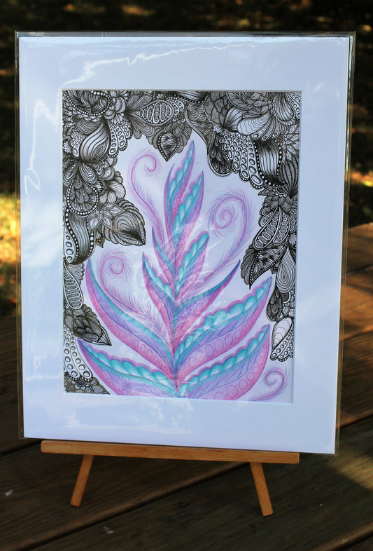 Purple Fern Original Drawing