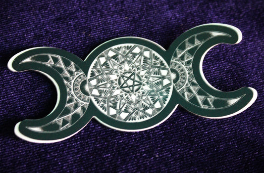 Triple Moon Pentacle Mandala Matte Sticker