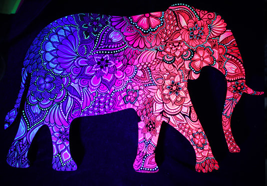 Neon Wooden Elephant