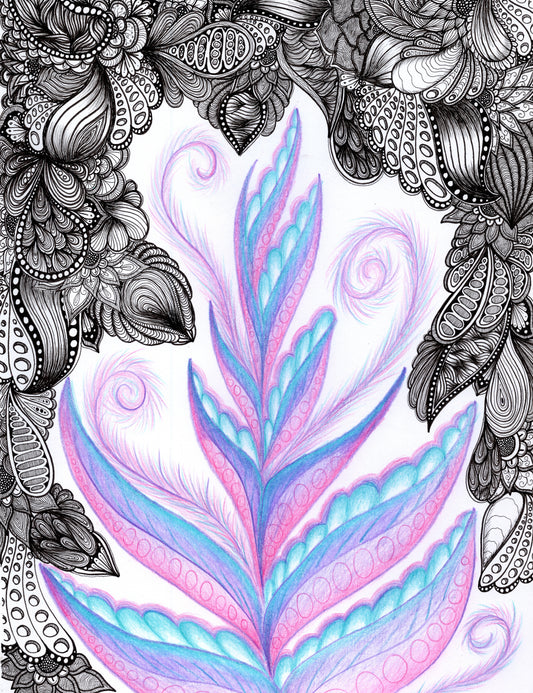 Purple Fern Original Drawing
