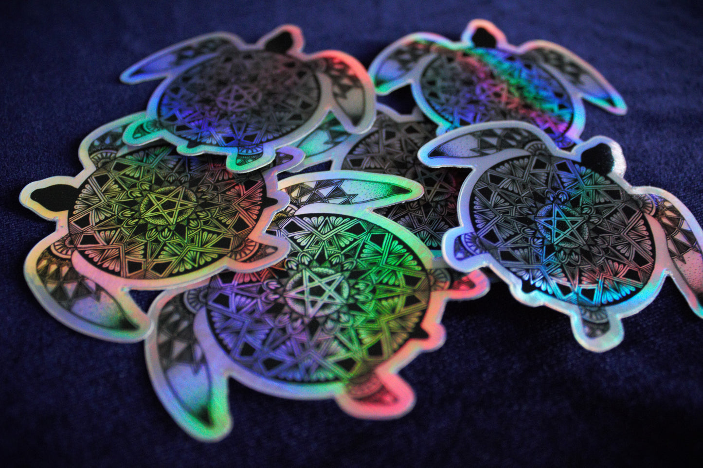 Holographic Sea Turtle Mandala Sticker